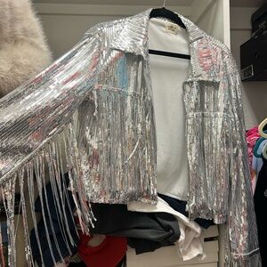 Sequin fringe jacket